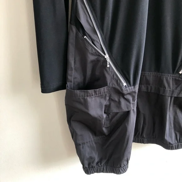 Joseph Ribkoff Vintage Fitted Long Sleeve Zipper V Neck Bodycon Mini Dress Black - Picture 5 of 9